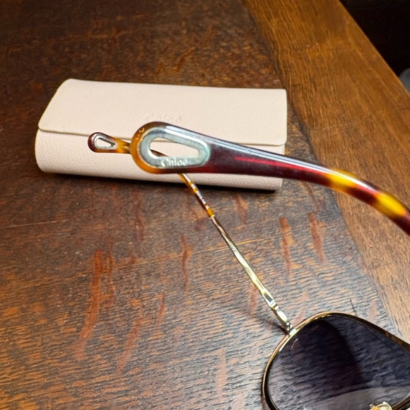 Chloé CH0099S 003 Red Gold Aviator Oversized Sunglasses main image 7